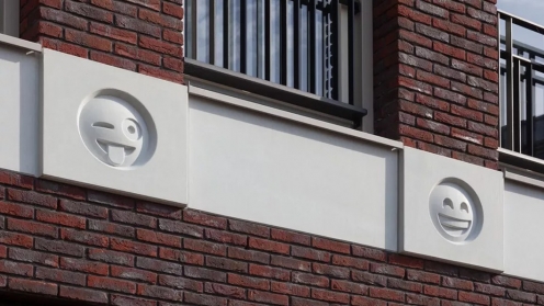 Emojis na fachada de pr&eacute;dio holand&ecirc;s